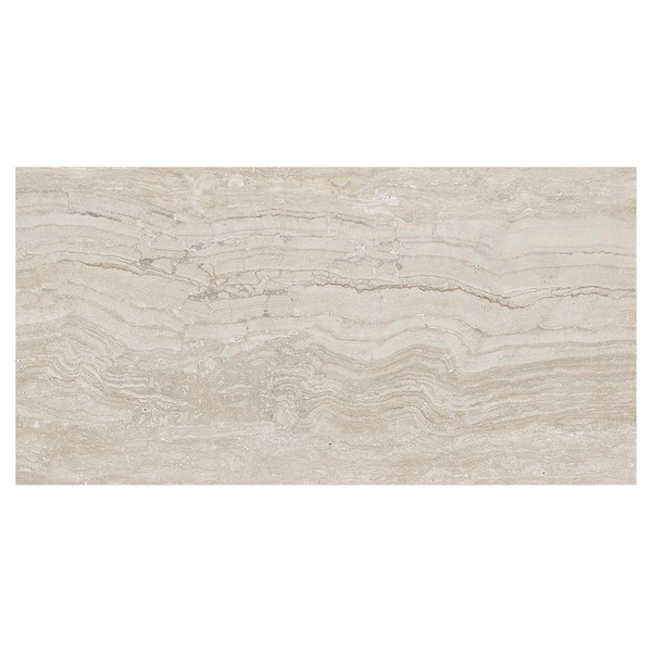 Spanish Marmol Travertine Look Porcelain 12 in. x 24 in. Floor and Wall Tile Case-Natural (5-Pieces,10.76 sq. ft. /Case)