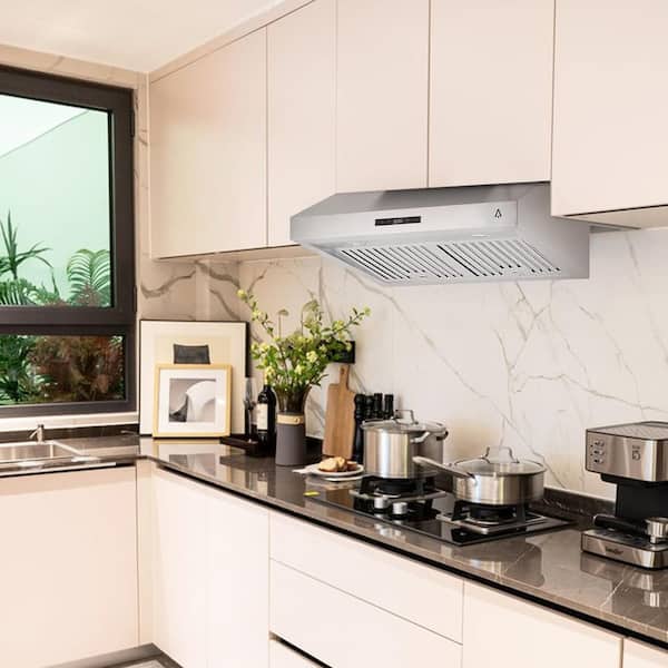 30 in. 400 CFM Ductless Under Cabinet Range Hood in Sliver Stainless Steel with Adjustable Temperature, Aluminum Filters