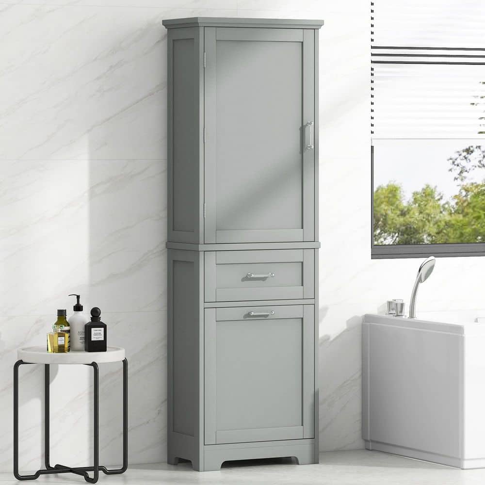 Scott Grey Wood 68.4 in. Bathroom Storage Cabinet with 2 Different Size Drawers and Adjustable Shelves price history on PriceWatchPro