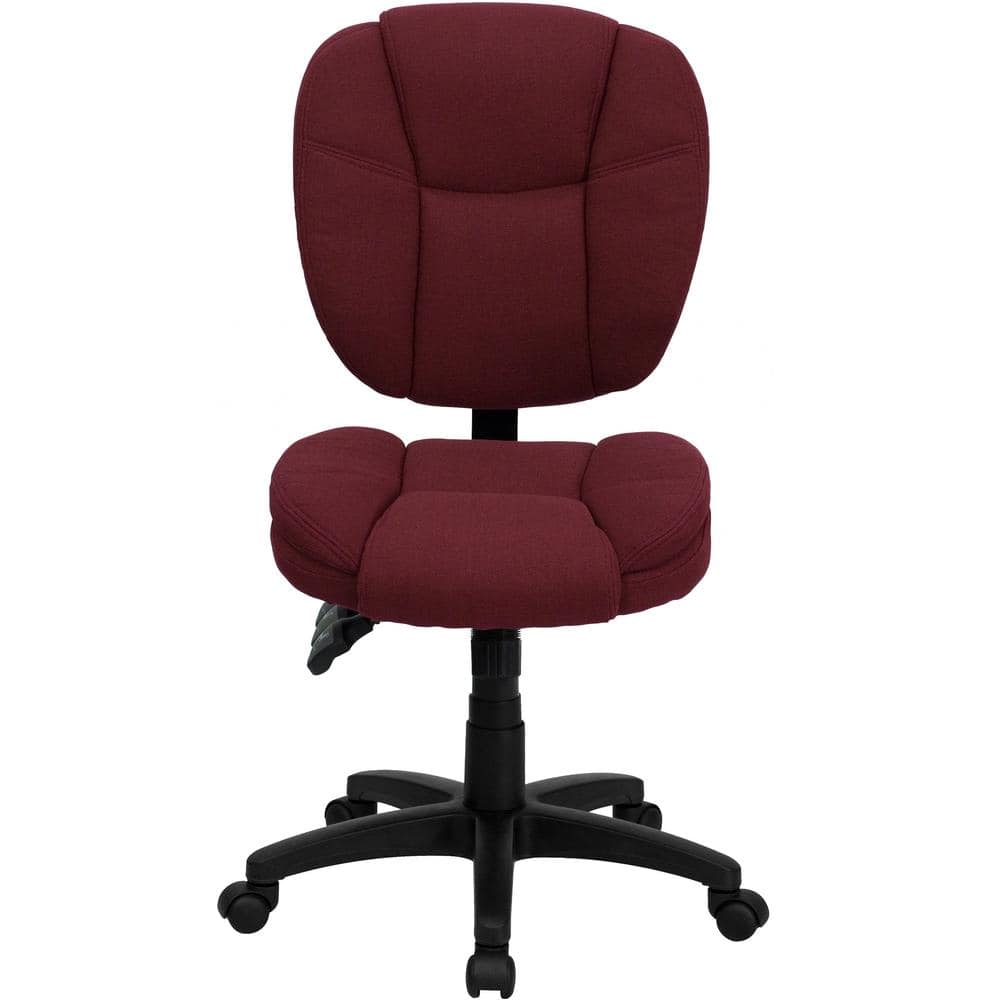 Ergonomic Mid-Back Task Chair with Pillow Top in Burgundy Fabric