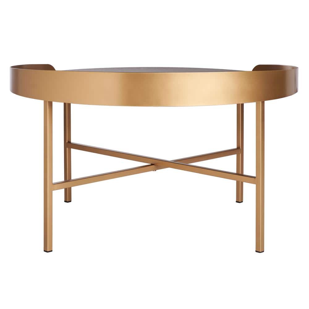 Prague Round Light Grey Oak and Gold Coffee Table