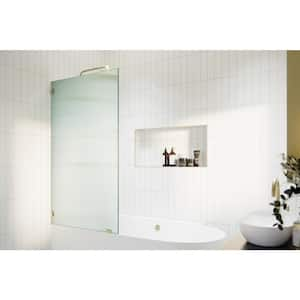 34 in. x 58.25 in. Single Fixed Frameless Fluted Frosted Bath Panel Shower Tub Door