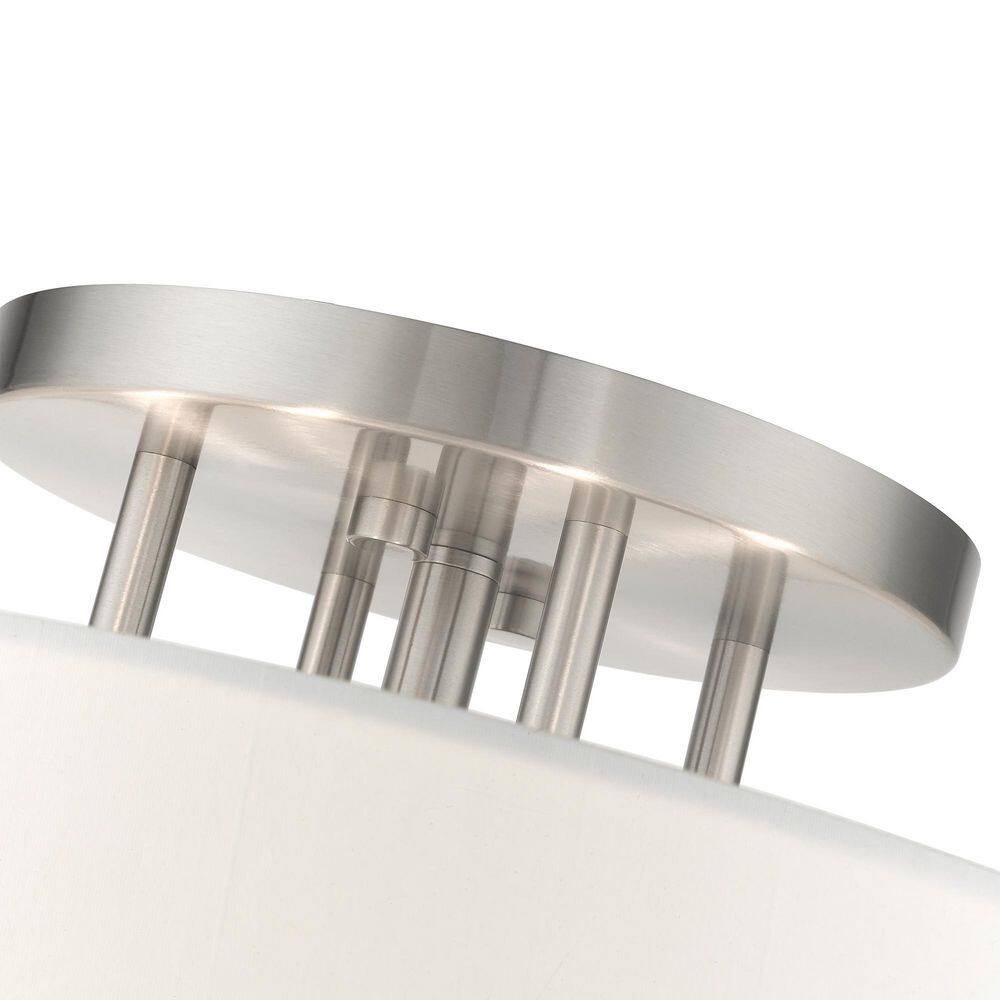 Chelsea Brushed Nickel 6-Light Semi-Flush Mount with Scalloped Shade