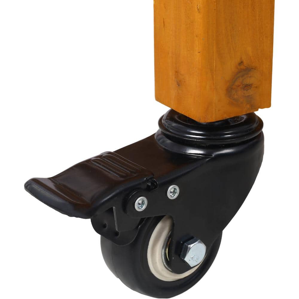Elevated Mobile Brown Wood Herb Garden Bed with Lockable Wheels