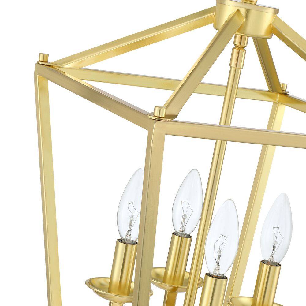 Soft Gold Geometric Lantern Pendant Chandelier with Metal Cage