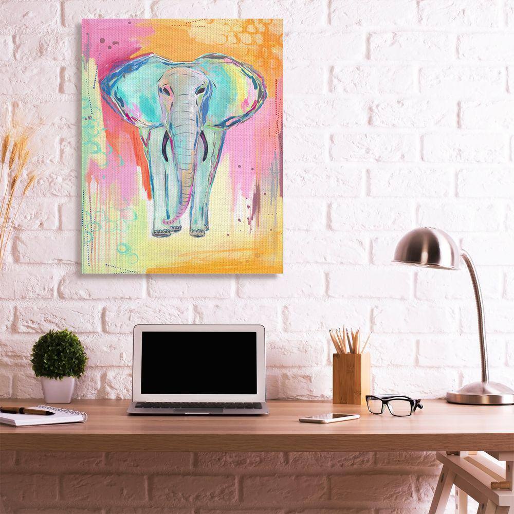Colorful Elephant Abstract Pastel Canvas Wall Art 36" x 48"