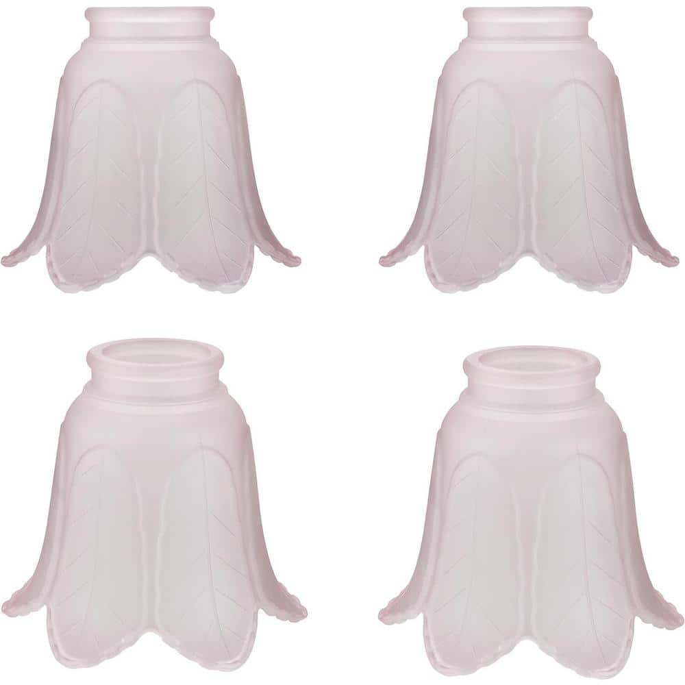 (4-Pack)-Lighting Accessory-Replacement Glass-Pink Rose Leaf, 2-1/8 in. Fit