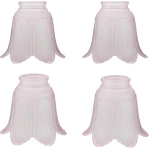 4PK-Lighting Accessory-Replacement Glass-Pink Rose Leaf, 2-1/8 in. Fitter, Size: 5 in. D x 4-1/4 in. H