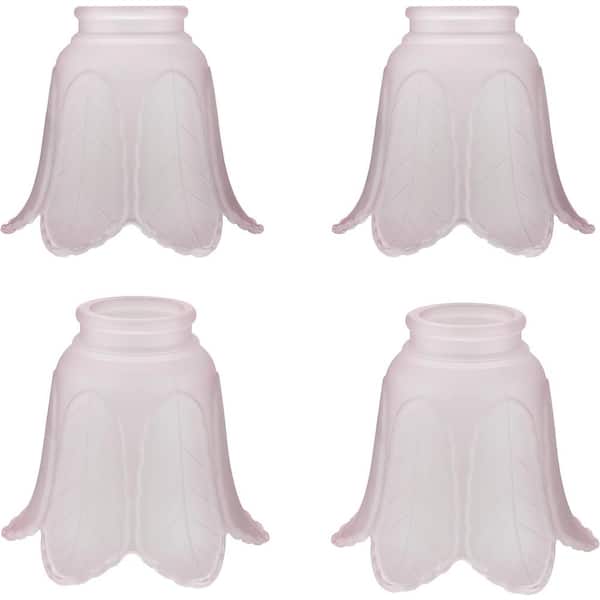 Unbranded (4-Pack)-Lighting Accessory-Replacement Glass-Pink Rose Leaf, 2-1/8 in. Fitter, Size: 5 in. D x 4-1/4 in. H
