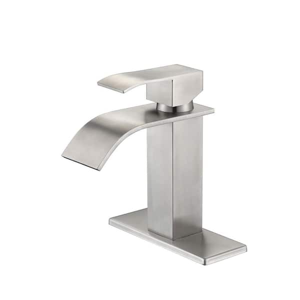 Single Handle Single Hole Bathroom Sink Faucet in Brushed Nickel