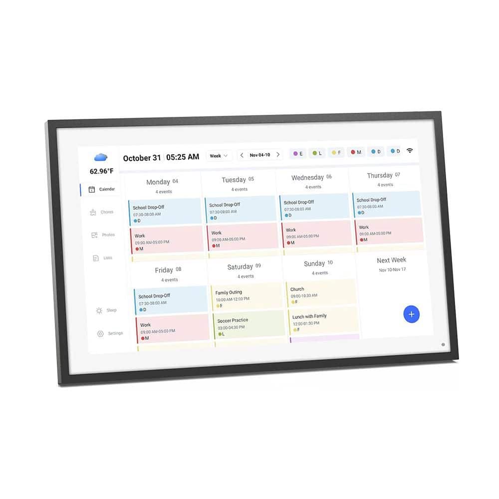 15.6 in. Black Digital Picture Frame Calendar and Planner with Touchscreen 