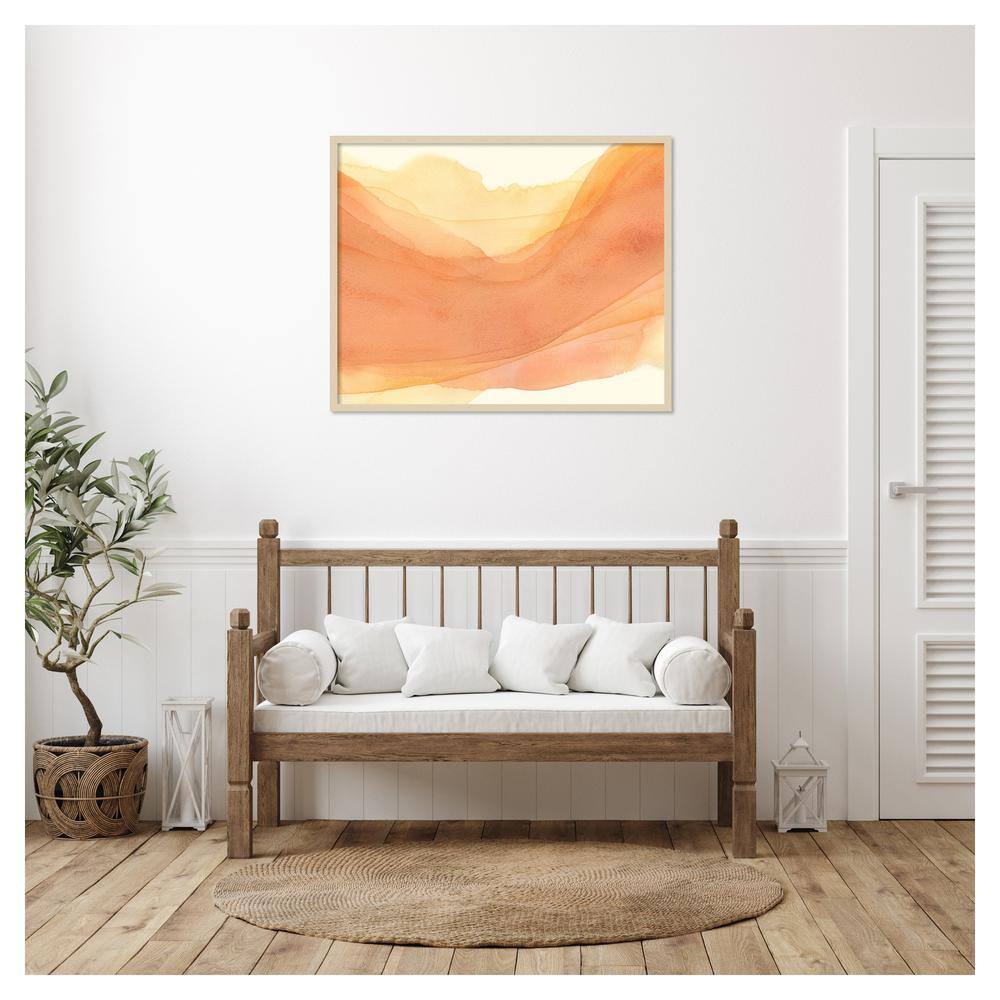 Sunset Layers I Abstract Giclee Print on Canvas with Natural Wood Frame