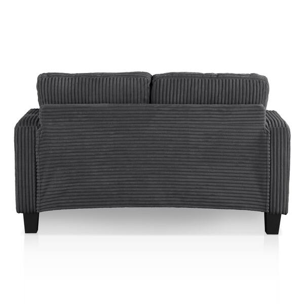 Furniture of America Kasin 60 in. Dark Gray Solid Chenille