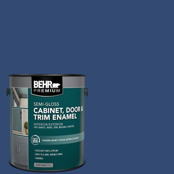 BEHR PREMIUM 1 gal. #S-H-580 Navy Blue Semi-Gloss Enamel Interior/Exterior Cabinet, Door & Trim Paint
