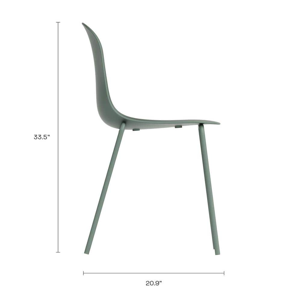 Aloe Green Metal Stackable Dining Side Chair