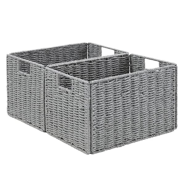 StyleWell Rectangular Woven Rope Gray Lined Storage Baskets (Set