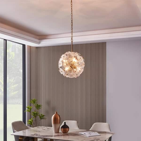 6-Light Painted Antique Brass Modern Spherical Chandelier, DIY Glass Pendant Light