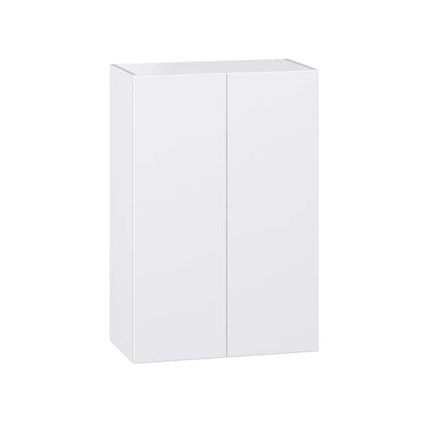 J COLLECTION Timberline 27 in. W x 14 in. D x 40 in. H Assembled Slab Wall Kitchen Cabinet in Bright White