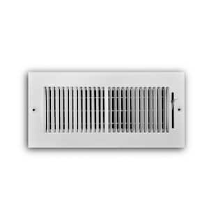 10 in. x 4 in. 2-Way Steel Wall/Ceiling Register with 1/3 in. Fin Spacing in White