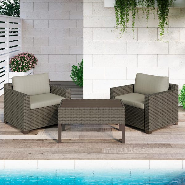TK CLASSICS Keys 3-Piece Metal Patio Conversation Set with Hazel Cushions