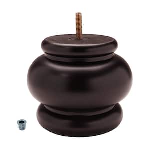 4 in. x 4-7/8 in. Stained Espresso Solid Hardwood Round Bun Foot