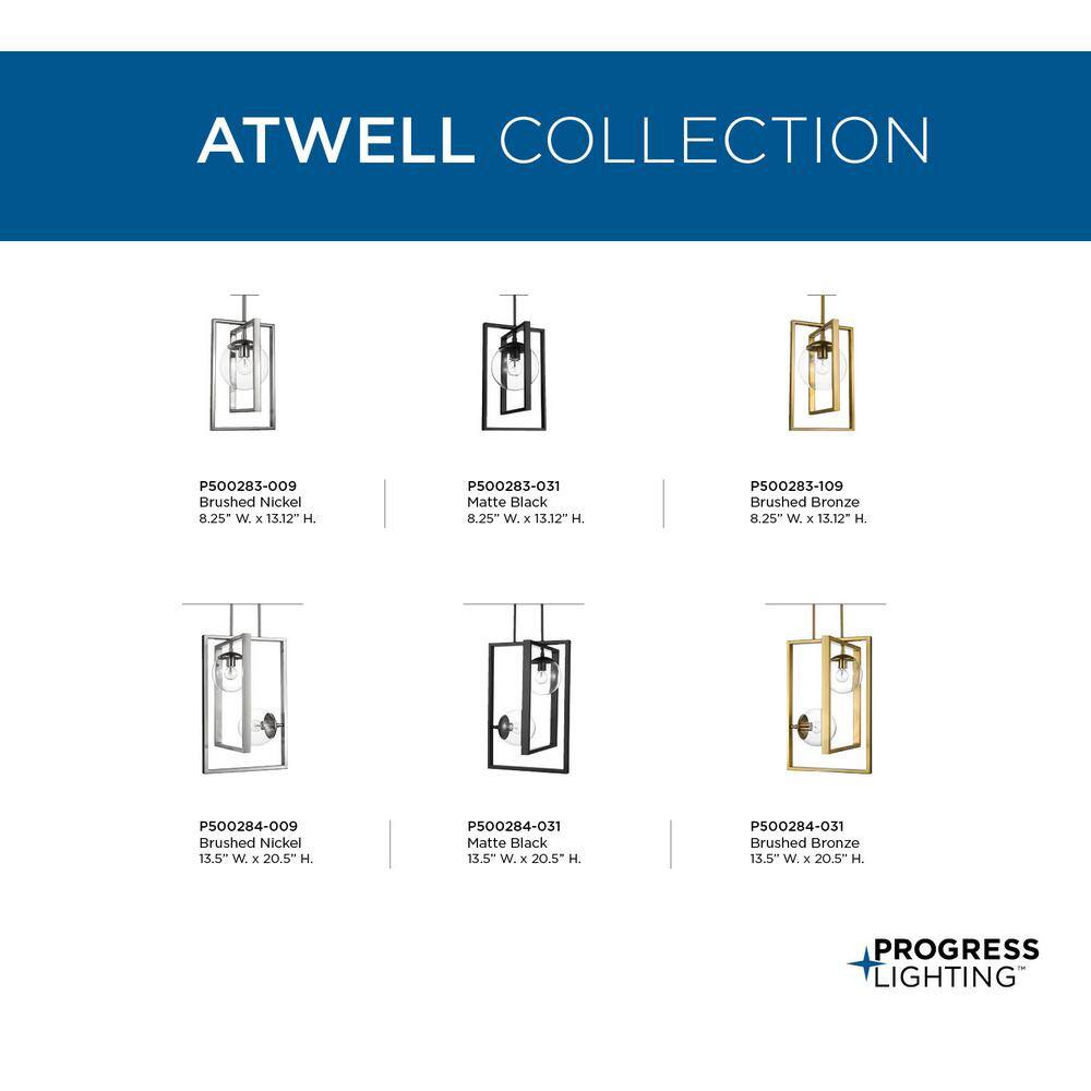 Atwell Brushed Bronze Pendant with Clear Globe Shade