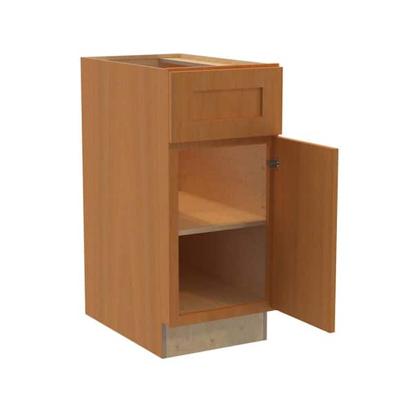 Home Decorators Collection Newport 15 in. W x 24 in. D x 34.5 in. H Assembled Plywood Base Kitchen Cabinet in Cinnamon with Soft Close RH