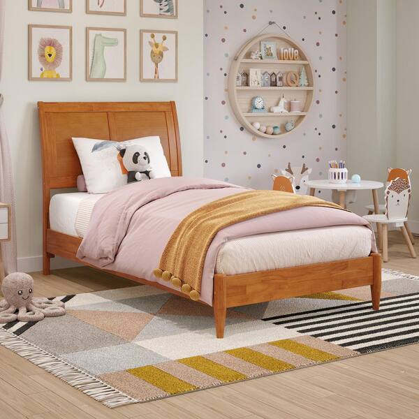 AFI Valencia Light Toffee Natural Bronze Solid Wood Frame Twin Low Profile Platform Bed