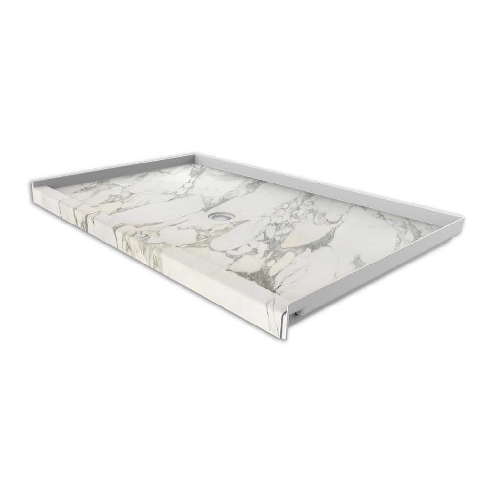 36 in. x 60 in. Single Threshold Shower Base with Center Drain in Calcutta Gold price history on PriceWatchPro