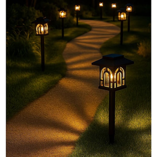 Black 100 Lumen LED Weather Resistant Outdoor Solar Path Lights (12-Pack)