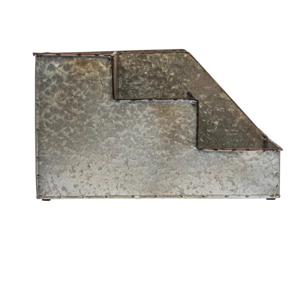 Galvanized Metal 9.5" Desk Organizer with 4 Compartments