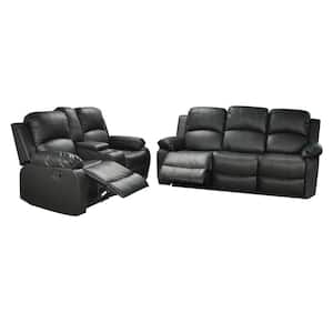 Belle 2-Piece Black Leather Living Room Set