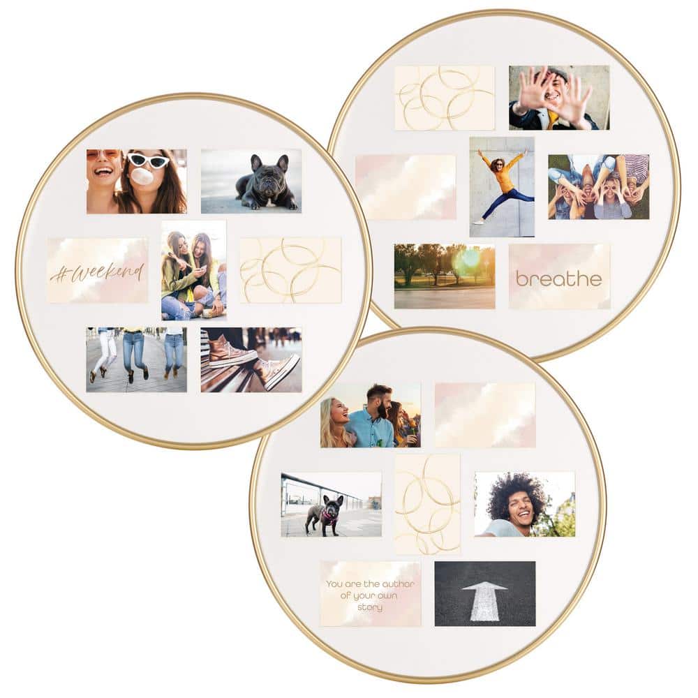 Solutions 7-Opening Round Collage Set Gold Picture Frame (Set of 3) 21FP1021E - The Home Depot