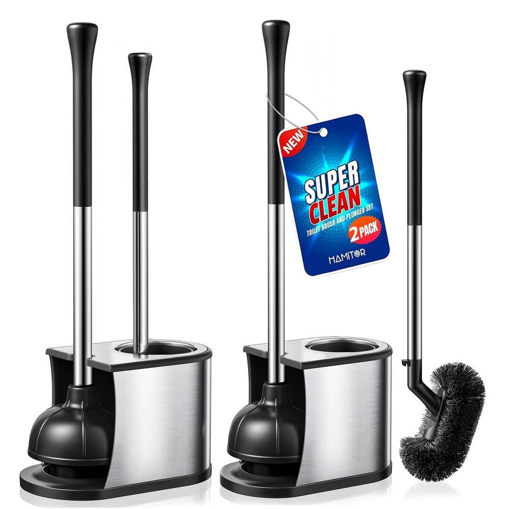 2 Pack Black Toilet Brush and Holder, Deep-Cleaning Curved Bristles and Heavy Duty Unclogger, Durable Stainless Steel price history on PriceWatchPro