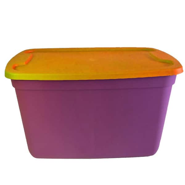 Hefty Large 16.5-Gallons (66-Quart) Halloween Purple Weatherproof Tote with  Latching Lid at