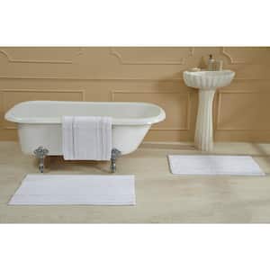 Ruffle Border Collection White 17 in. x 24 in. 100% Cotton Bath Rug