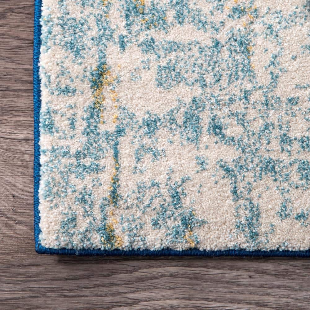 Elysian Blue Abstract Easy-Care Rectangular Rug, 2'x3'