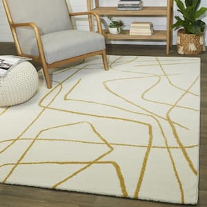 Descartes Mustard 2 ft. x 7 ft. Abstract Runner Rug