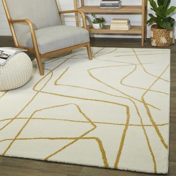Descartes Mustard 2 ft. x 10 ft. Abstract Runner Rug