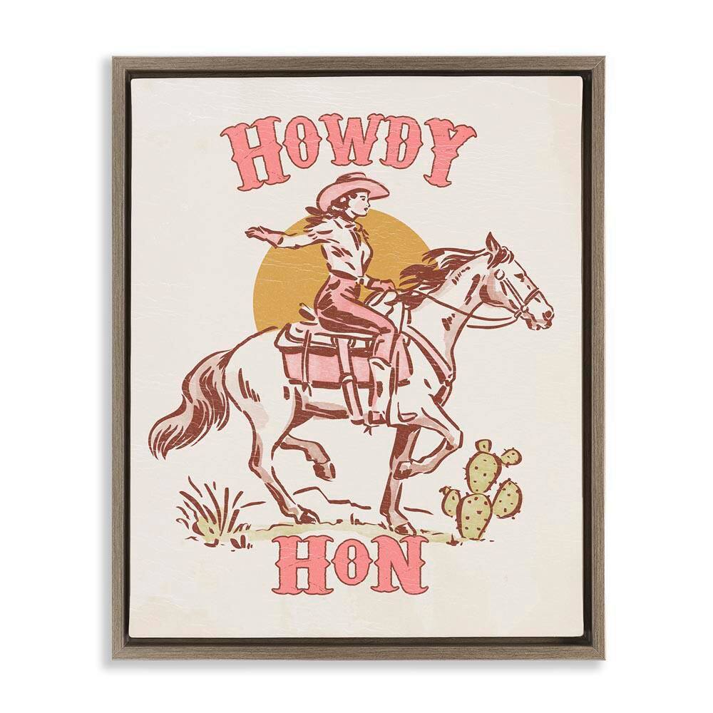 Howdy Hon Cowgirl by Victoria Barnes Brown Floater Frame Typography Graphic Art Print 31 in. x 25 in. price history on PriceWatchPro
