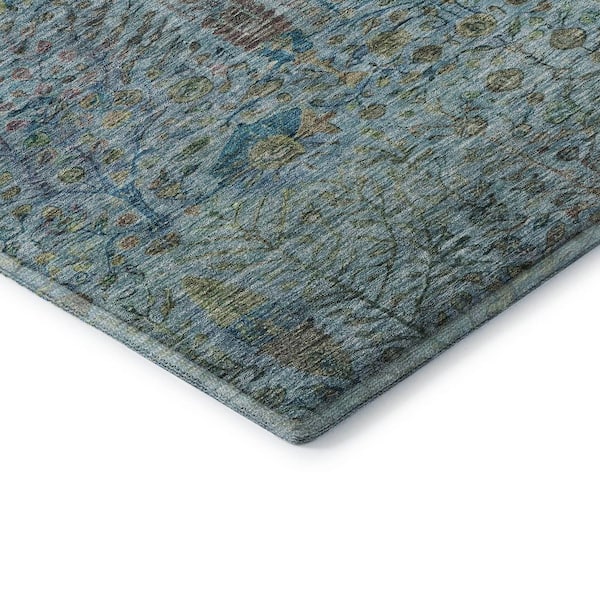 Mayfield Premium Machine Washable Abstract AMF2053 Teal 5 ft. x 7 ft. 6 in. Area Rug