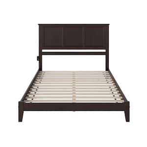 Madison Espresso King Solid Wood Frame Low Profile Platform Bed with Attachable USB Device Charger