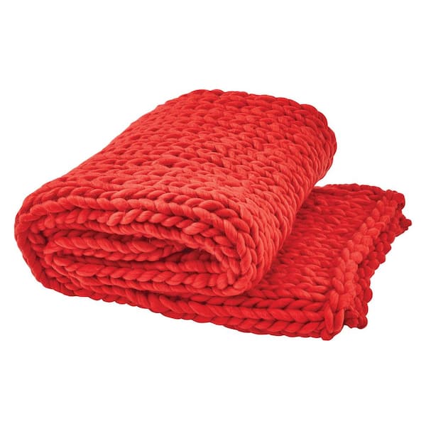 Park Designs Chunky Knit Red Polyester Throw Blanket