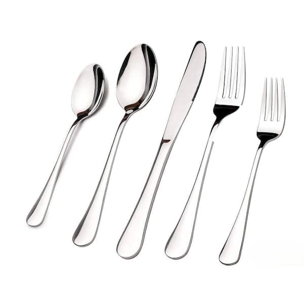 40-Piece Silver Stainless Steel Kitchen Heavy Duty Flatware Cutlery Set (Service for 8)