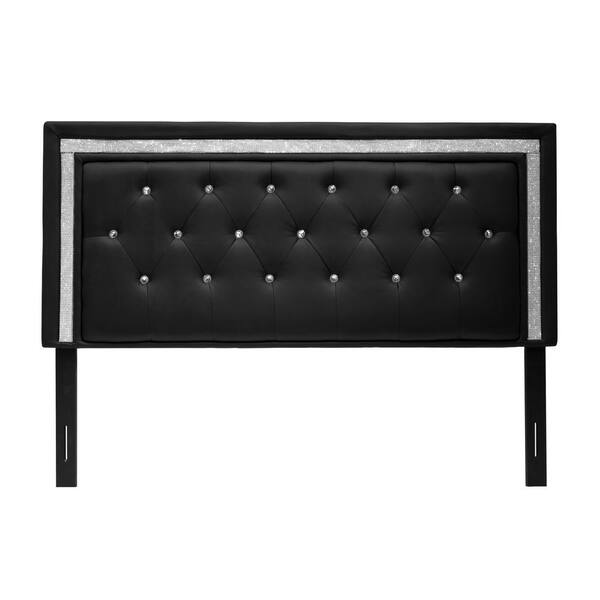 Best Master Furniture Opal Black Twin, Black Leather Upholstered Headboard