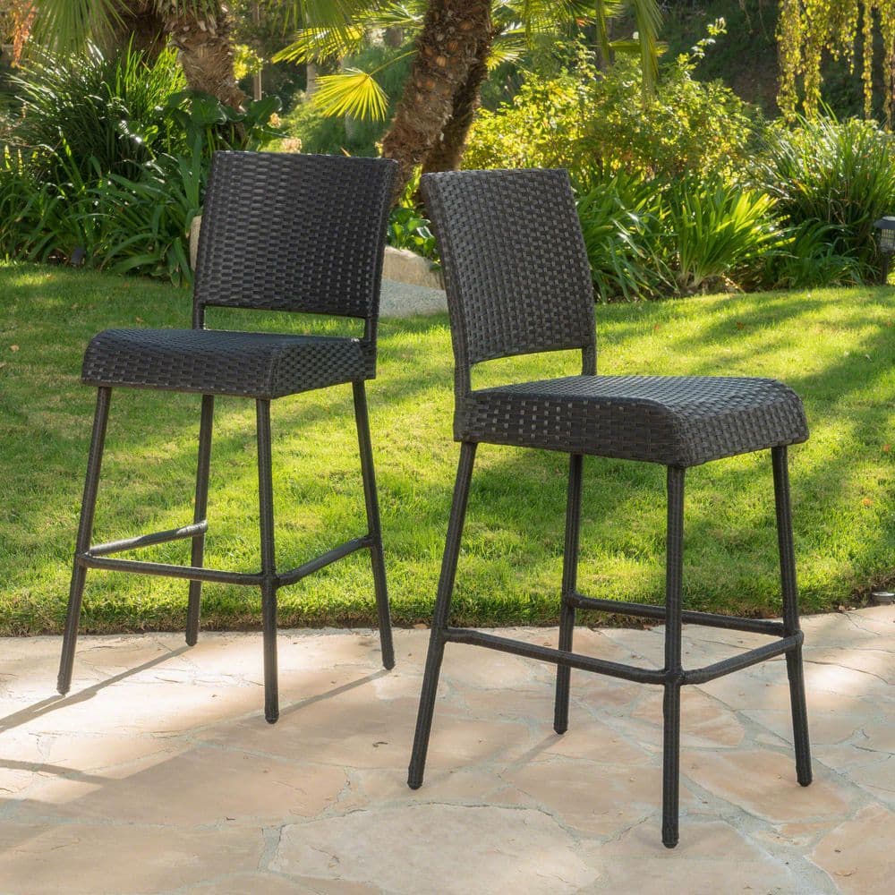 Dark Brown Wicker Outdoor Bar Stool (2-Pack) price history on PriceWatchPro