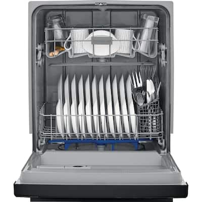 24 in. Black Front Control Built-In Dishwasher, 55 dBA