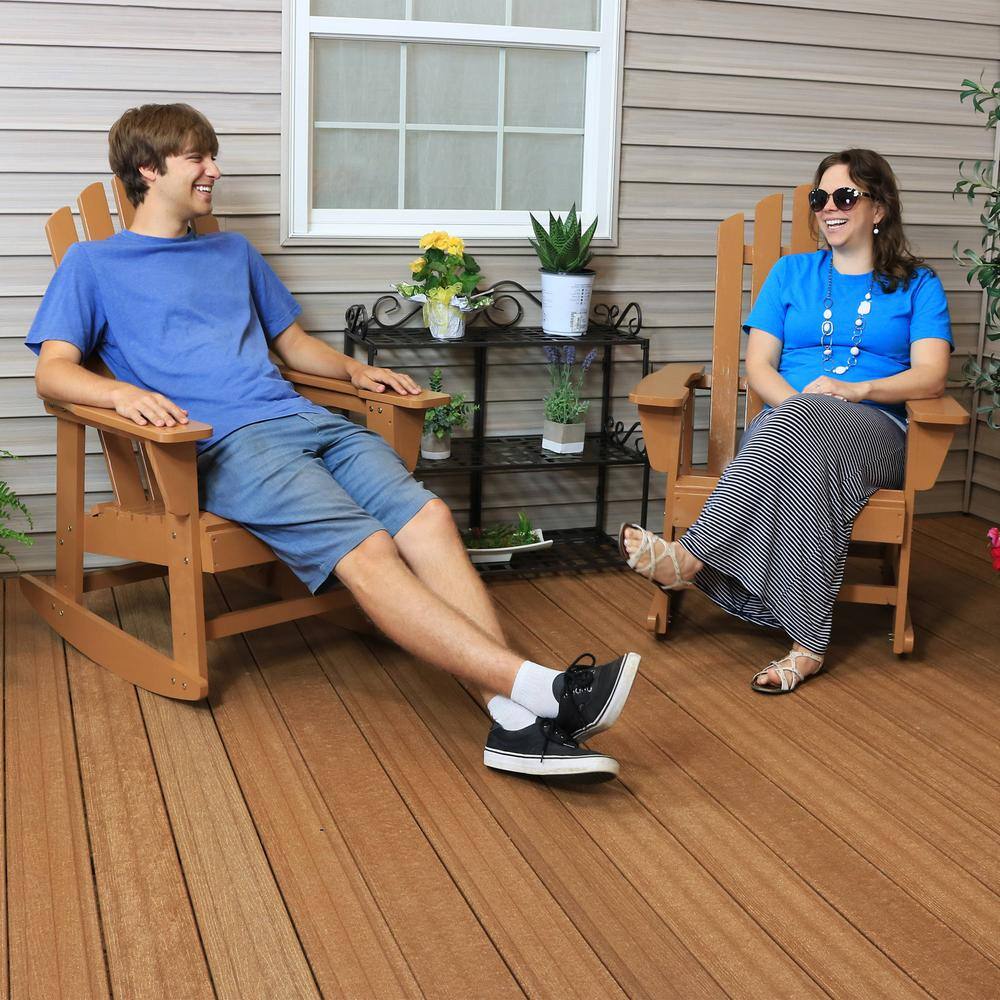 Light Brown Fir Wood Adirondack Rocking Chair with Cedar Finish