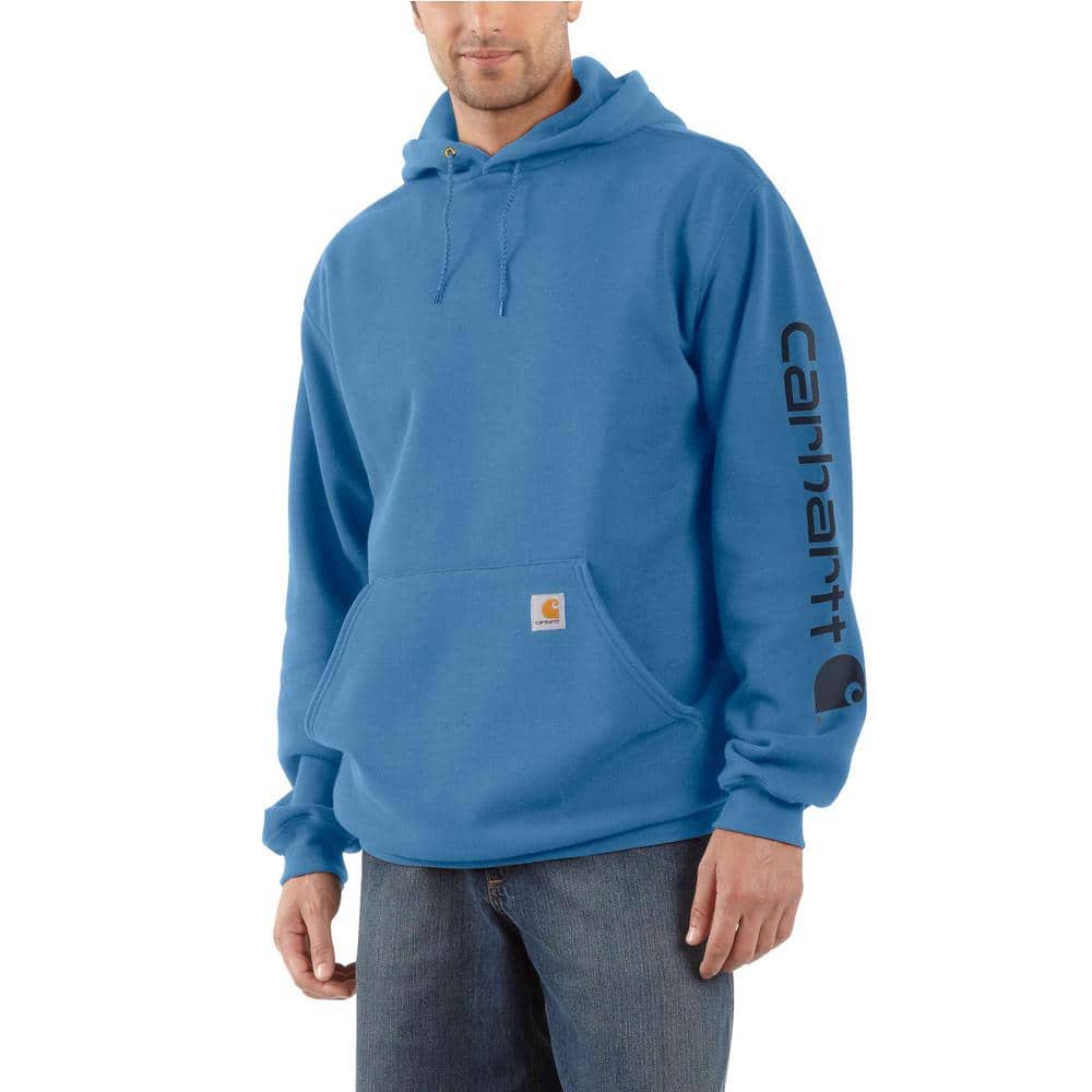 Carhartt Men's Large French Blue Cotton/Polyester Midweight Hooded Logo ...
