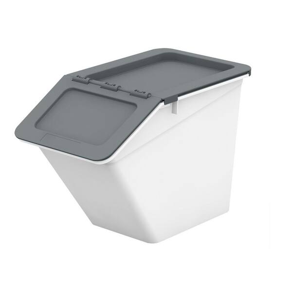 Livinbox Patented Pelican Series 14 Qt. Stackable and Nestable Storage Box with 2-Stage Lid in Grey (12-Pack)